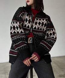 PAGEBOY | カウチンライクエリツキZIPニットカーディガン(ニット/セーター)