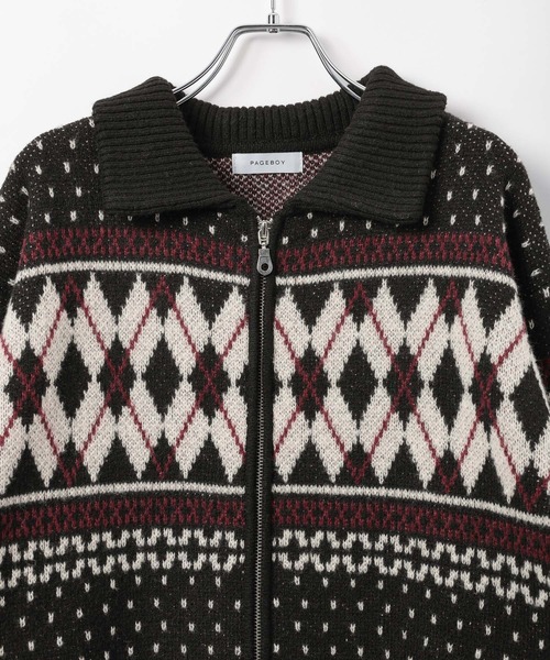 PAGEBOY（ページボーイ）の「カウチンライクエリツキZIPニットカーディガン（ニット/セーター・レディース・ブラック/グレー/ブラウン・FREE）」の10枚目の写真