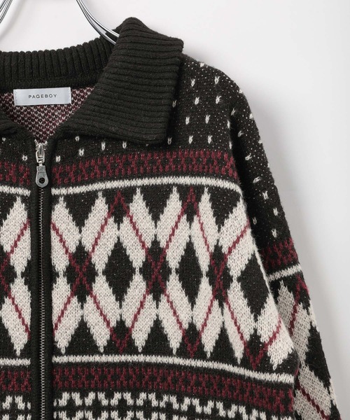 PAGEBOY（ページボーイ）の「カウチンライクエリツキZIPニットカーディガン（ニット/セーター・レディース・ブラック/グレー/ブラウン・FREE）」の12枚目の写真