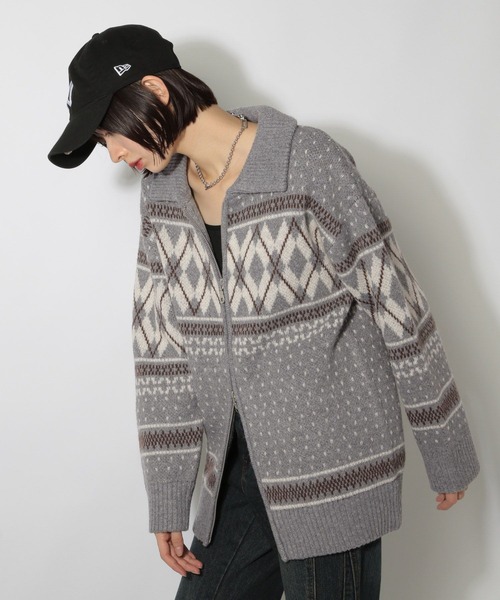 PAGEBOY（ページボーイ）の「カウチンライクエリツキZIPニットカーディガン（ニット/セーター・レディース・ブラック/グレー/ブラウン・FREE）」の22枚目の写真