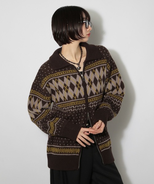 PAGEBOY（ページボーイ）の「カウチンライクエリツキZIPニットカーディガン（ニット/セーター・レディース・ブラック/グレー/ブラウン・FREE）」の8枚目の写真