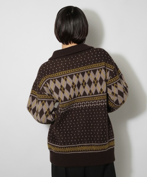 PAGEBOY（ページボーイ）の「カウチンライクエリツキZIPニットカーディガン（ニット/セーター・レディース・ブラック/グレー/ブラウン・FREE）」の9枚目の写真