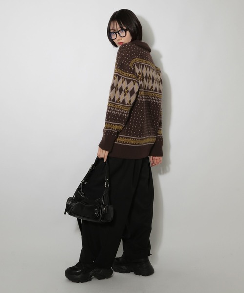 PAGEBOY（ページボーイ）の「カウチンライクエリツキZIPニットカーディガン（ニット/セーター・レディース・ブラック/グレー/ブラウン・FREE）」の5枚目の写真