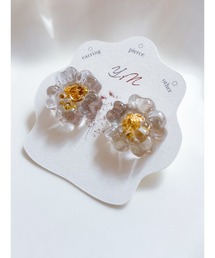 【YM】お花のレジンピアス 金アレ対応(MA)