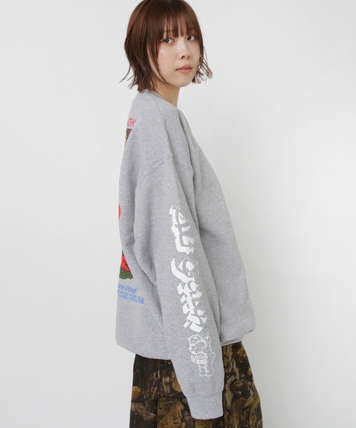 RNA（アールエヌエー）の「M2581 マウスプリントトレーナー（スウェット・レディース・ネイビー/パープル/杢グレー・MEDIUM）」の5枚目の写真