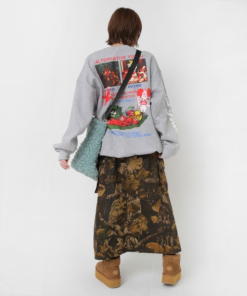 RNA（アールエヌエー）の「M2581 マウスプリントトレーナー（スウェット・レディース・ネイビー/パープル/杢グレー・MEDIUM）」の20枚目の写真