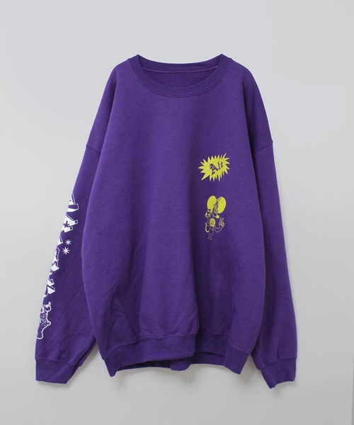 RNA（アールエヌエー）の「M2581 マウスプリントトレーナー（スウェット・レディース・ネイビー/パープル/杢グレー・MEDIUM）」の16枚目の写真