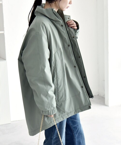 quaranciel:<撥水加工>中綿 スタンドカラーコート新品タグつき セール】quaranciel:〈撥水加工〉中綿 スタンドカラー ダブル ジップ