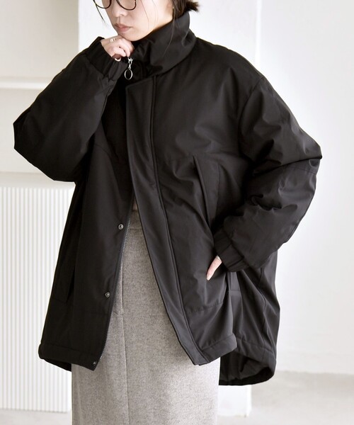 quaranciel:〈撥水加工〉中綿 スタンドカラー ダブル ジップ