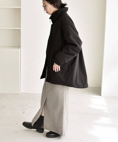 quaranciel:〈撥水加工〉中綿 スタンドカラー ダブル ジップ