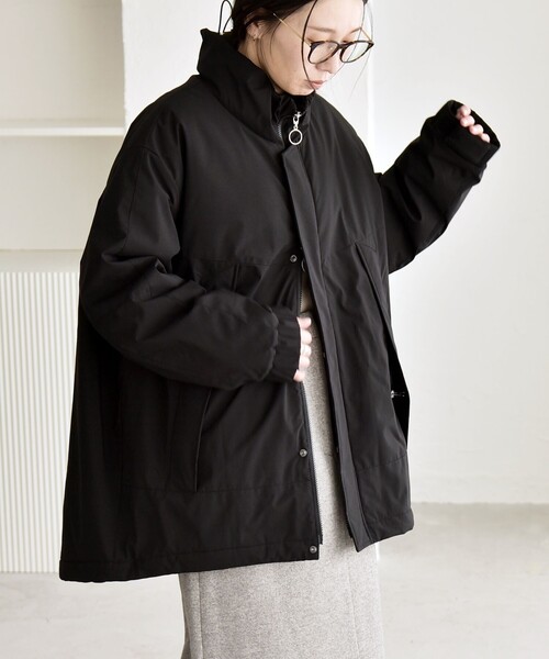 quaranciel:〈撥水加工〉中綿 スタンドカラー ダブル ジップ
