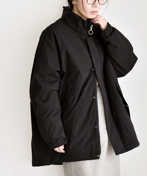 quaranciel:〈撥水加工〉中綿 スタンドカラー ダブル ジップ