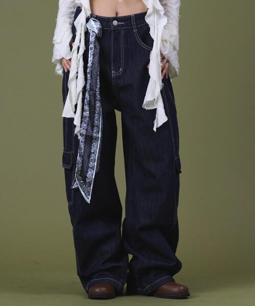 DISPARK/【25年秋冬新作】バンダナ付きリジットワイドデニム（デニム