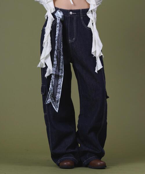 mastermind × SASQUATCHfabrix バンダナ切り替えデニム mastermind × SASQUATCHfabrix バンダナ切り替えデニム mastermind