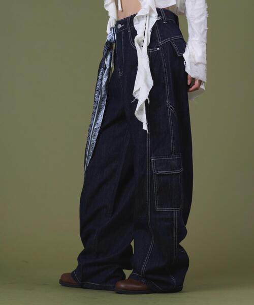 DISPARK/【25年秋冬新作】バンダナ付きリジットワイドデニム（デニム