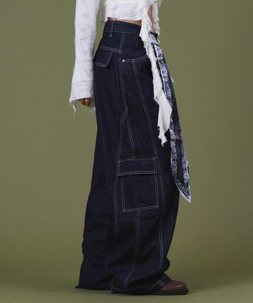 mastermind × SASQUATCHfabrix バンダナ切り替えデニム mastermind