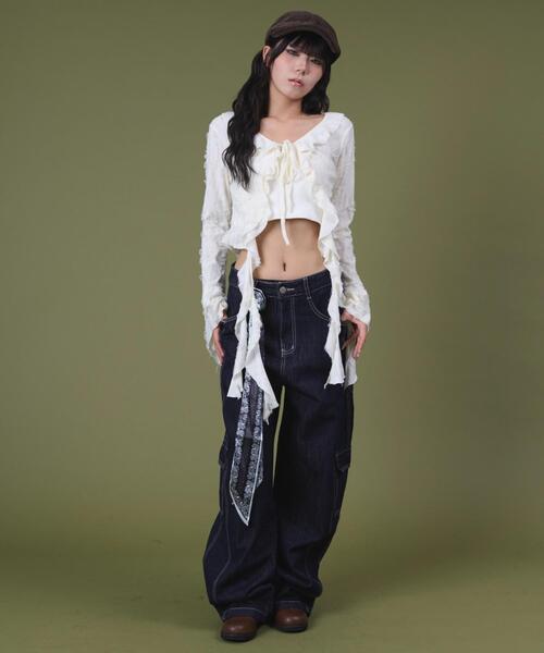 DISPARK/【25年秋冬新作】バンダナ付きリジットワイドデニム（デニム