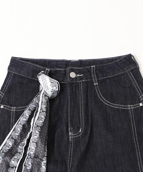 mastermind × SASQUATCHfabrix バンダナ切り替えデニム mastermind