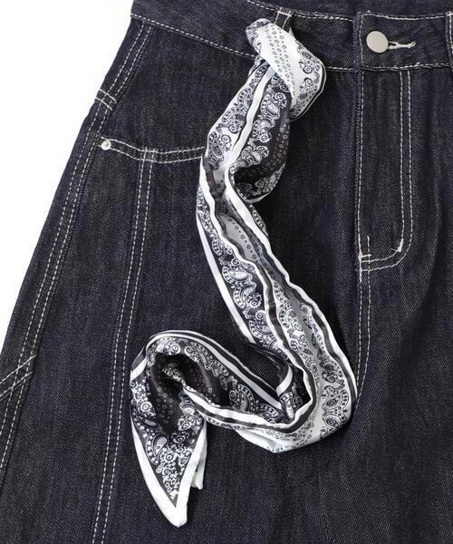 デニム×バンダナ ゾウ リメイク セール】DISPARK/【25年秋冬新作】バンダナ付きリジットワイド