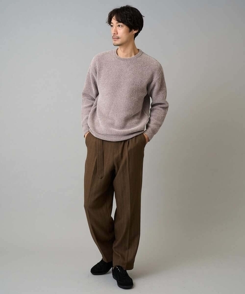 セール】【イージーケア/毛玉になりにくい】ヘリンボーンベルト付