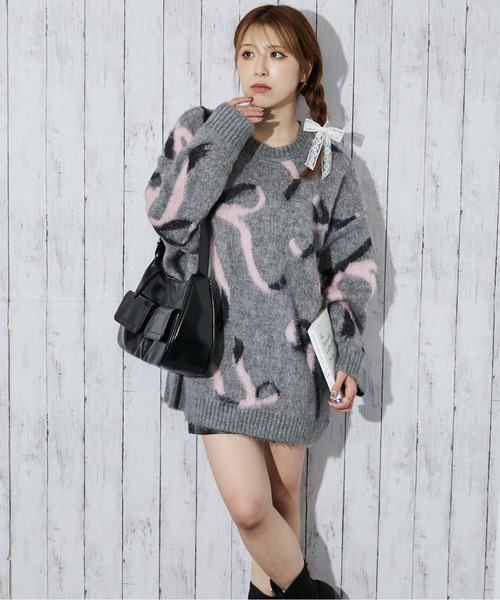 GORGE(ゴージ)の「《リボンモチーフ×起毛タッチ》レディース ニットプルオーバー ゆるシルエット 秋冬(ニット/セーター・レディース・ボルドー/グレー/アイボリー・F)」の4枚目の写真