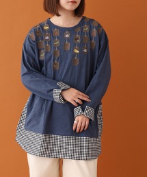 レディースのチュニック（ブルー・ネイビー/青色系・チェック柄