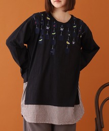 EMAGO 紅茶ﾊﾟｯｸ刺繍ﾁｭﾆｯｸ