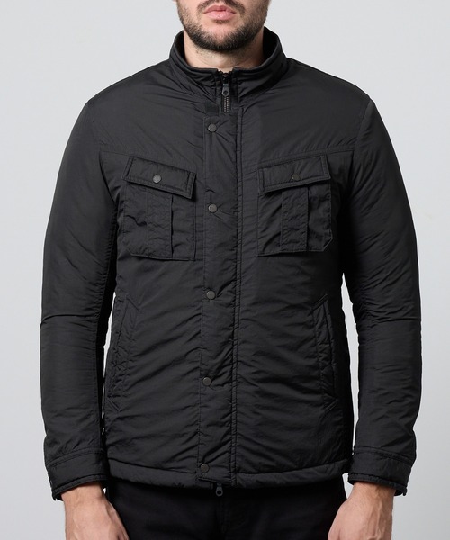 HIDEAWAYS NICOLE（ハイダウェイニコル）の「ナイロンタフタ　顔料プリント中綿ブルゾン（ミリタリージャケット・メンズ・ブラック/ネイビー・LARGE/MEDIUM/X-LARGE）」の5枚目の写真