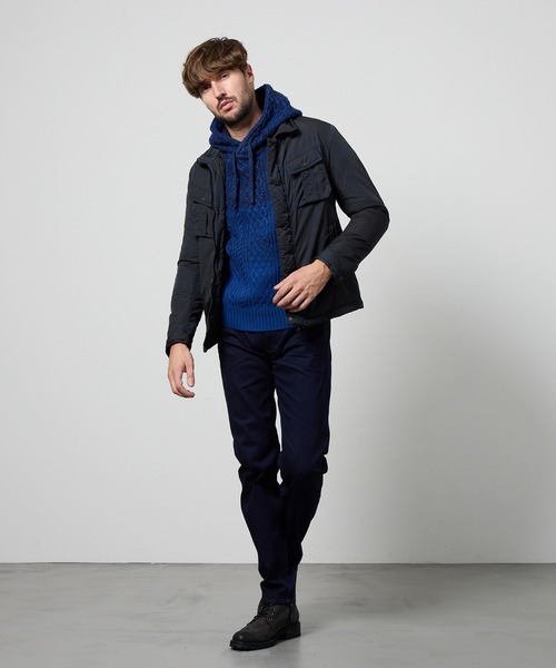 HIDEAWAYS NICOLE（ハイダウェイニコル）の「ナイロンタフタ　顔料プリント中綿ブルゾン（ミリタリージャケット・メンズ・ブラック/ネイビー・LARGE/MEDIUM/X-LARGE）」の17枚目の写真