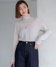 チュールフライス シアーハイネック カットソー