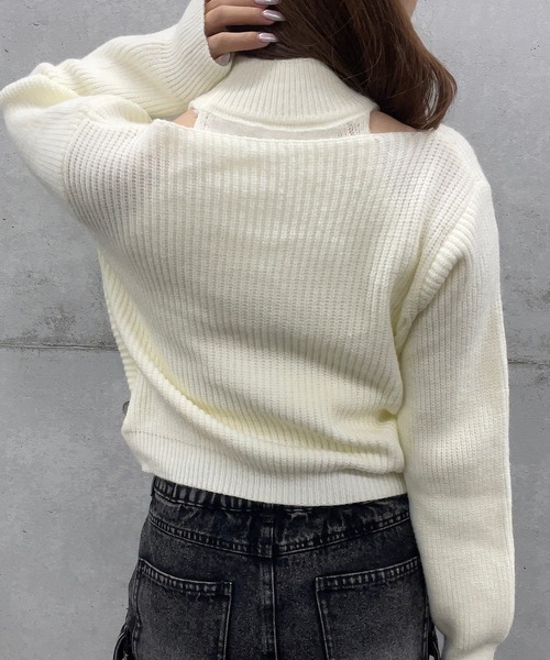ROGER AND RAW(ロジャーアンドロウ)の「ショート丈カシュクールアンサンブルニット / インナーセット(ニット/セーター・レディース・グレー/ホワイト/ブラック・FREE)」の15枚目の写真