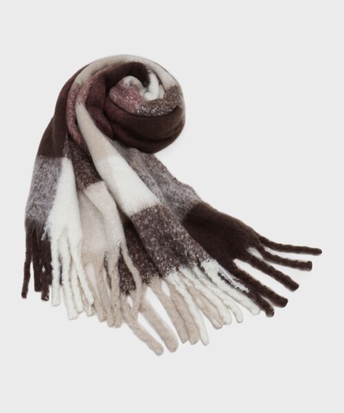 OPAQUE.CLIP(オペークドットクリップ)の「マルチカラーチェックボリュームストール(ストール/ショール・レディース・ピンク系6/ワイン系9/ダークブラウン系1/ブルー系1/グリーン系その他5・00)」の2枚目の写真