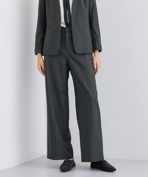 INDIVI(インディヴィ)の「【日本製/スーツ/通勤】シルクウールストレッチ ワイドパンツ(スーツパンツ・レディース・ネイビー/チャコール・05/13/15 /19/40/36/38)」の2枚目の写真