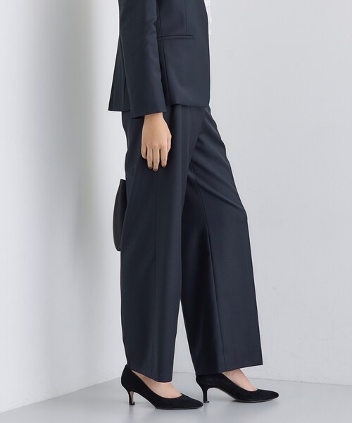 INDIVI(インディヴィ)の「【日本製/スーツ/通勤】シルクウールストレッチ ワイドパンツ(スーツパンツ・レディース・ネイビー/チャコール・05/13/15 /19/40/36/38)」の4枚目の写真