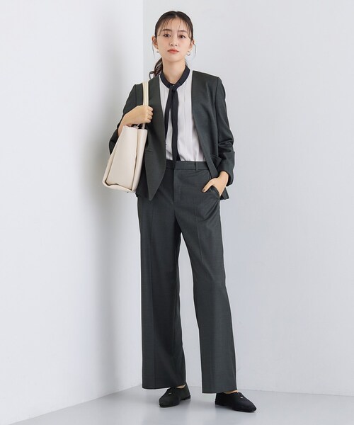 INDIVI(インディヴィ)の「【日本製/スーツ/通勤】シルクウールストレッチ ワイドパンツ(スーツパンツ・レディース・ネイビー/チャコール・05/13/15 /19/40/36/38)」の10枚目の写真