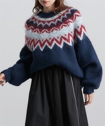 ノルディック求心柄ニットトップス ［Soiunique］