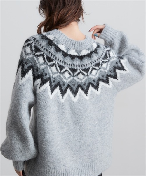 Soiunique（スワユニーク）の「ノルディック求心柄ニットトップス ［Soiunique］（ニット/セーター・レディース・グレー/ネイビー/ブラウン・フリー）」の8枚目の写真