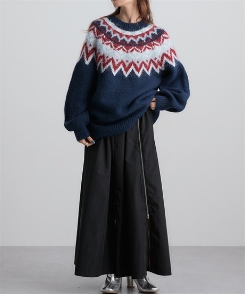 Soiunique（スワユニーク）の「ノルディック求心柄ニットトップス ［Soiunique］（ニット/セーター・レディース・グレー/ネイビー/ブラウン・フリー）」の16枚目の写真