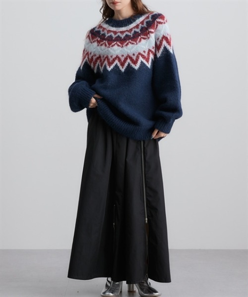 Soiunique（スワユニーク）の「ノルディック求心柄ニットトップス ［Soiunique］（ニット/セーター・レディース・グレー/ネイビー/ブラウン・フリー）」の19枚目の写真