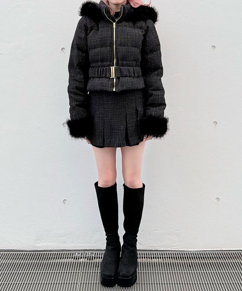 セール】ラメツィードショートダウンコート（ダウンジャケット/コート