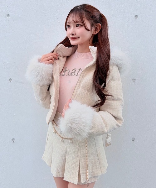 セール】ラメツィードショートダウンコート（ダウンジャケット/コート