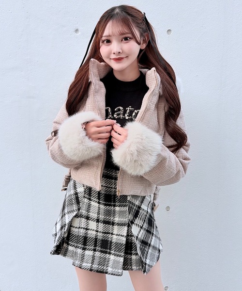 セール】ラメツィードショートダウンコート（ダウンジャケット/コート