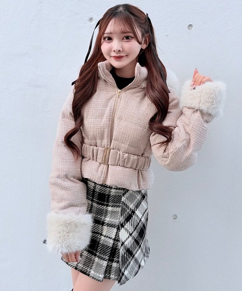 セール】ラメツィードショートダウンコート（ダウンジャケット/コート