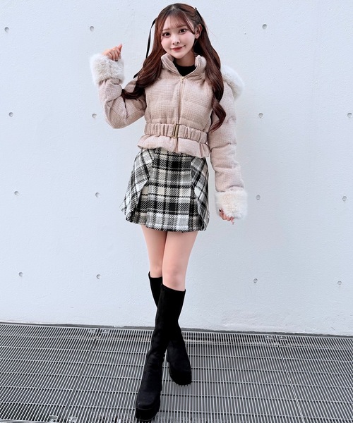 セール】ラメツィードショートダウンコート（ダウンジャケット/コート