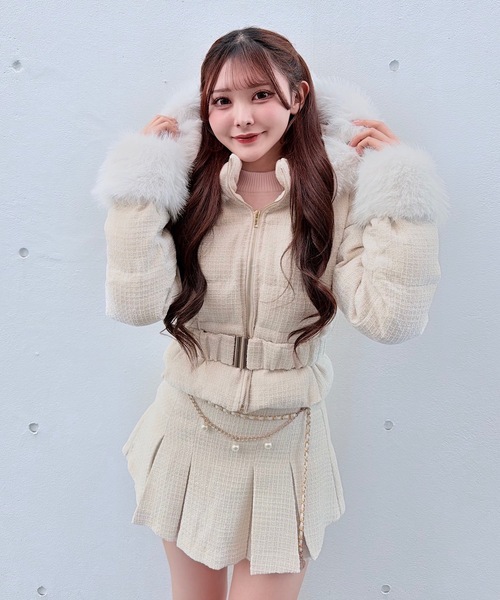 セール】ラメツィードショートダウンコート（ダウンジャケット/コート