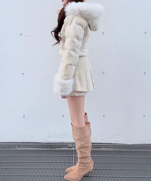 セール】ラメツィードショートダウンコート（ダウンジャケット/コート