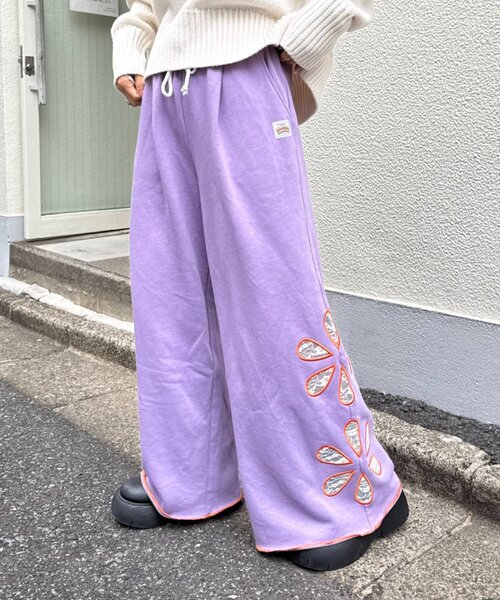 HELLO.SANFRANCISCO（ハローサンフランシスコ）の「★【HELLO.SANFRANCISCO/ハローサンフランシスコ】フラワーカットスウェットワイドパンツ（その他パンツ・レディース・グレー/ブラウン/パープル・MEDIUM/SMALL）」の12枚目の写真