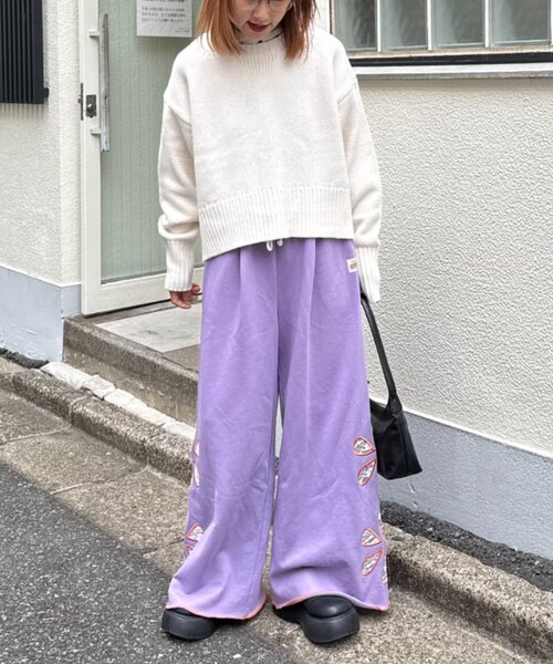 HELLO.SANFRANCISCO（ハローサンフランシスコ）の「★【HELLO.SANFRANCISCO/ハローサンフランシスコ】フラワーカットスウェットワイドパンツ（その他パンツ・レディース・グレー/ブラウン/パープル・MEDIUM/SMALL）」の5枚目の写真