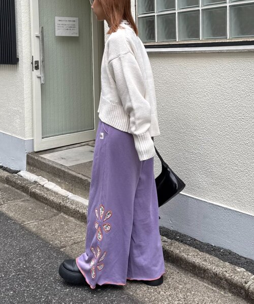 HELLO.SANFRANCISCO（ハローサンフランシスコ）の「★【HELLO.SANFRANCISCO/ハローサンフランシスコ】フラワーカットスウェットワイドパンツ（その他パンツ・レディース・グレー/ブラウン/パープル・MEDIUM/SMALL）」の8枚目の写真