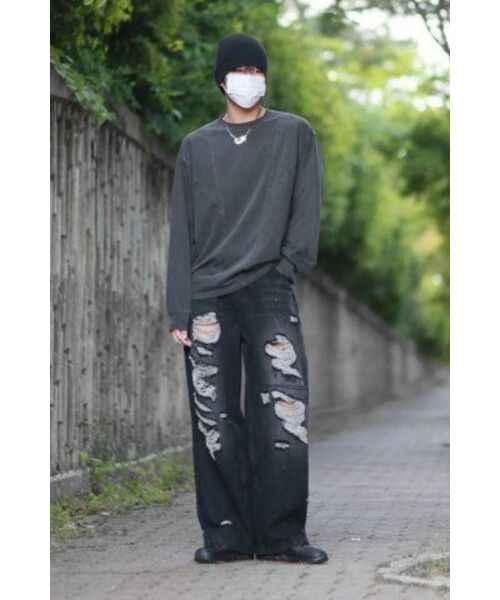 GAKKAI UNIONS（ガッカイユニオンズ）の「切り替えピグメント長袖Tシャツチャコール（Tシャツ/カットソー・レディース・その他・SMALL/MEDIUM/LARGE/X-LARGE）」の6枚目の写真